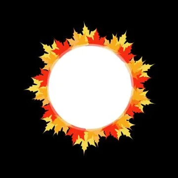 Artwork or frame with red and yellow maple leaves Stock Illustration