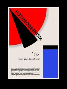 Artwork, poster inspired postmodern of vector abstract dynamic symbols with bold Stock Illustration