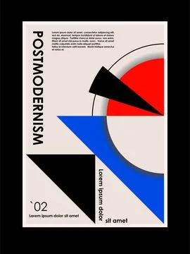 Artwork, poster inspired postmodern of vector abstract dynamic symbols with bold Stock Illustration