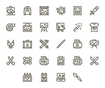 Artwork Retina Ready Vector Icon Pack with 28 Bold Line Pixel Aligned Element Illustrazione stock