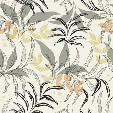 Artwork Seamless Leaves Pattern Background. Stock Illustration