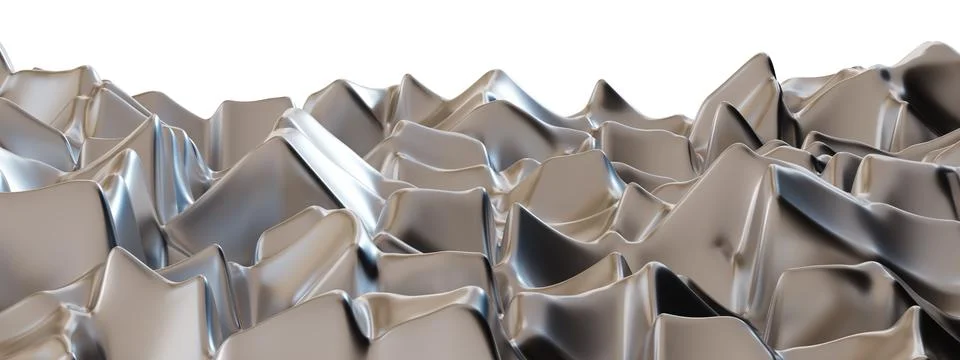 The artwork shows a chrome surface with peaks and valleys rendered in three d 스톡 일러스트
