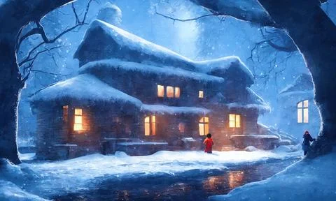 Artwork snowy Stock-Illustration