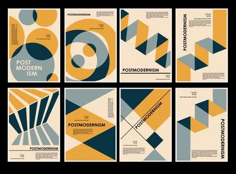 Artworks, posters inspired postmodern of vector abstract dynamic symbols with Illustrazione stock