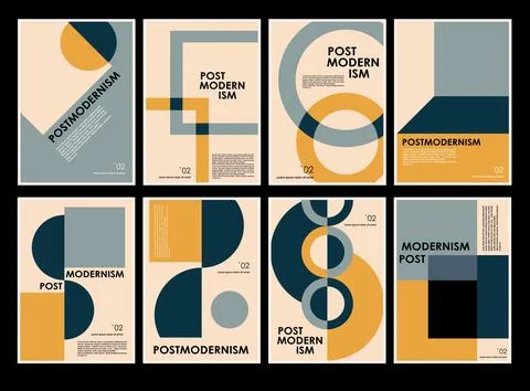 Artworks, posters inspired postmodern of vector abstract dynamic symbols with Illustrazione stock