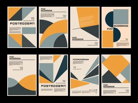 Artworks, posters inspired postmodern of vector abstract dynamic symbols with Stock Illustration