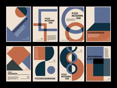 Artworks, posters inspired postmodern of vector abstract dynamic symbols with Stock Illustration