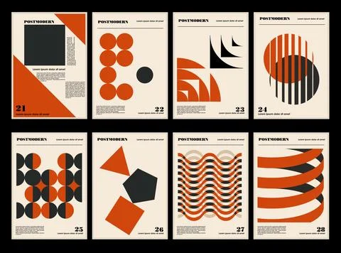 Artworks, posters inspired postmodern of vector abstract dynamic symbols wi.. Stock Illustration