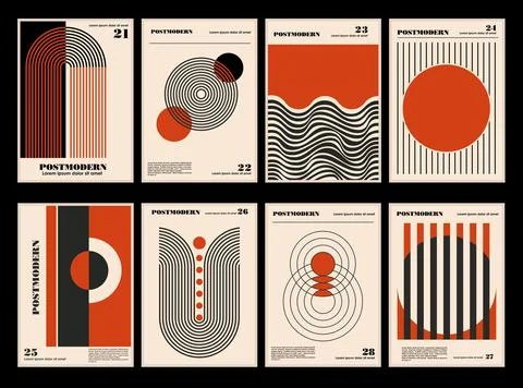 Artworks, posters inspired postmodern of vector abstract dynamic symbols wi.. Stock Illustration