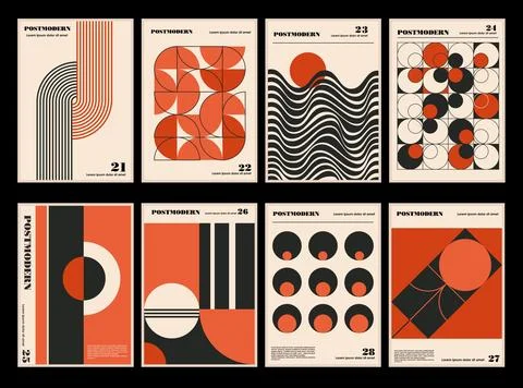 Artworks, posters inspired postmodern of vector abstract dynamic symbols wi.. Stock Illustration