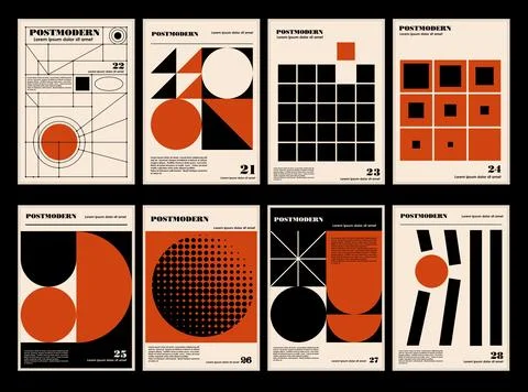 Artworks, posters inspired postmodern of vector abstract dynamic symbols wi.. Stock Illustration
