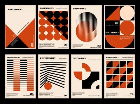 Artworks, posters inspired postmodern of vector abstract dynamic symbols wi.. Stock Illustration