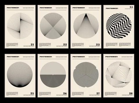 Artworks, posters inspired postmodern of vector abstract dynamic symbols with Stock Illustration