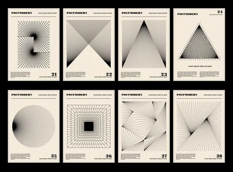 Artworks, posters inspired postmodern of vector abstract dynamic symbols wi.. Stock Illustration