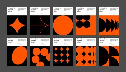 Artworks, posters inspired postmodern of vector abstract dynamic symbols with Stock Illustration