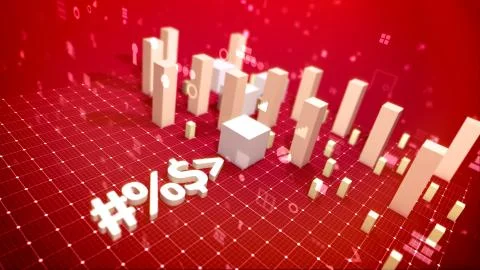 An arty 3d illustration of a bar chart with growing cubic columns meaning rev Stock Illustration