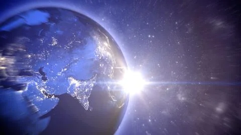 Arty 3d illustration of the globe with all oceans and continents whirling in  Stock Illustration