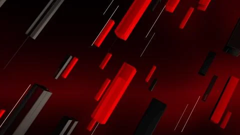 An arty 3d illustration of red, grey and black rectangular lines and thin whi Stock Illustration