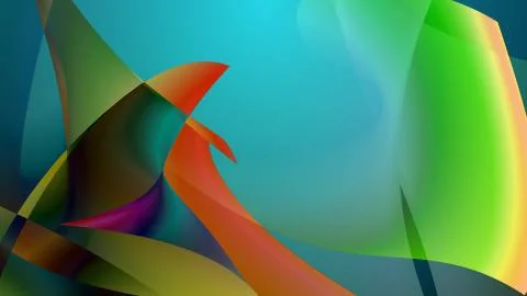 Arty looking 3D illustration of several multicolored fish flippers which touc Stock Illustration