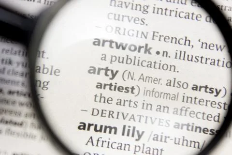 Arty word or phrase in a dictionary. Stock Photos