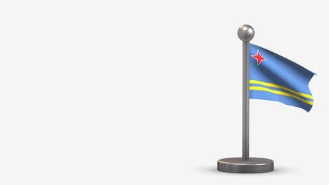 Aruba 3D waving flag animation on tiny flagpole. 動画素材 120788243