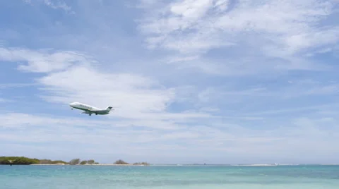 Aruba airplane beach Stock Footage 32086005