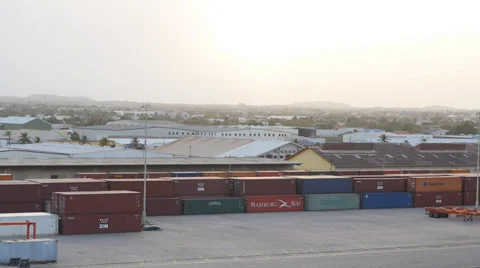 Aruba containers cranes Stock Footage 32114974