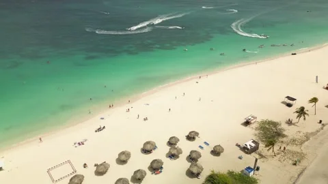 Aruba-eagle-beach-drone-jet-ski-02 Stock Footage 311026083