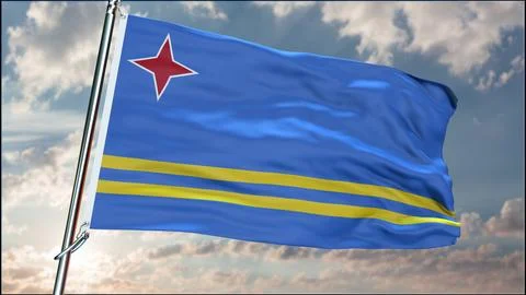 Aruba flag background realistic waving in the wind 8K Ilustración de archivo