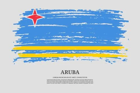 Aruba flag with brush stroke effect and information text poster, vector Illustrazione stock