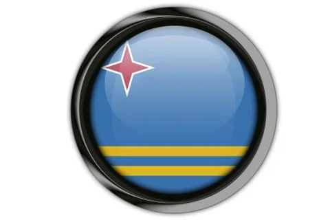 Aruba flag in the button pin Isolated on White Background Stock Photos