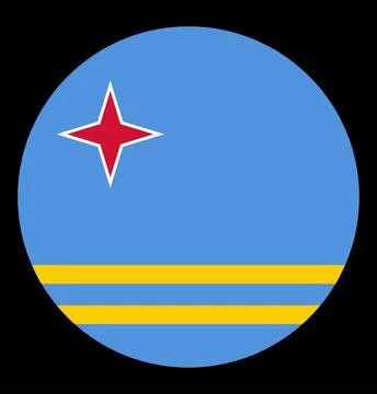 Aruba flag circle badge vector illustration isolated on black background. イラスト素材
