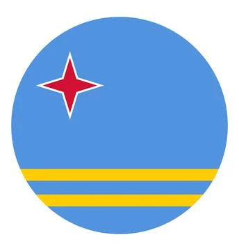 Aruba flag circle badge vector illustration isolated on white background. イラスト素材