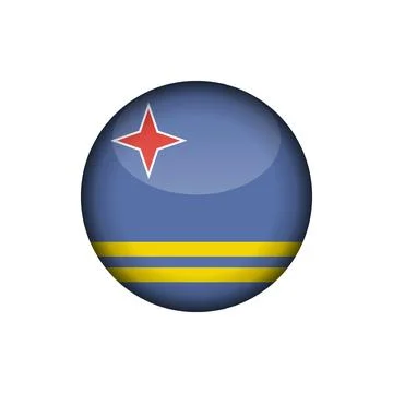 Aruba Flag Circle Button Vector Template Stock Illustration