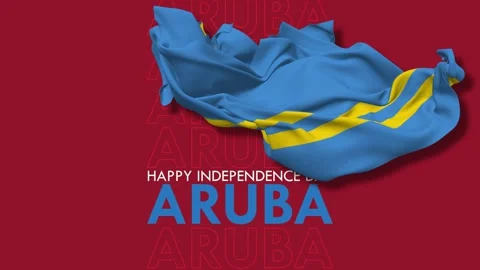 Aruba Flag Flying in Wind, Happy Independence Day Stock Footage 232702896