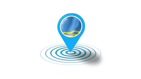 Aruba flag icon 3d GPS location tracking animation in white background Stock Footage 264956067