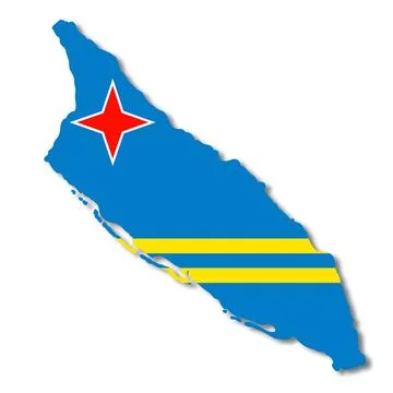 Aruba flag map on white background 3d illustration with clipping path Stock Illustration
