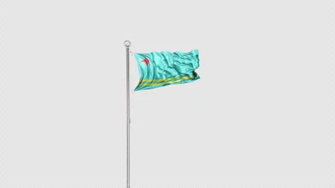 Aruba   Flag Pole  Animation Include Alpha 3D Rendering 스톡 동영상 283145963