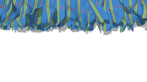 Aruba Flag Strip Waving in The Wind, 3D Rendering Stock Footage 232500404