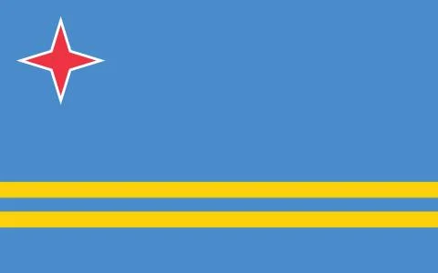 Aruba flag vector graphic. Rectangle Aruban flag illustration. Aruba country  Ilustración de archivo