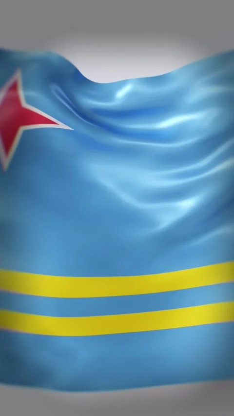 The Aruba flag in a vertical 3D format Stock Footage 333672109