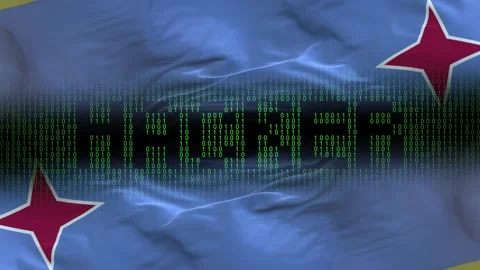 Aruba flag - Waving flag on matrix binary code background Video stock 321419491