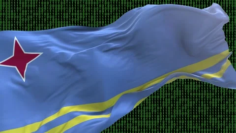 Aruba flag - Waving flag on matrix binary code background Stock Footage 321420829
