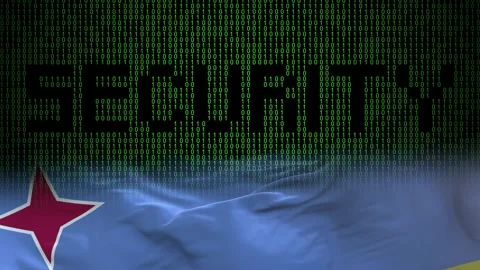 Aruba flag - Waving flag on matrix binary code background Stock Footage 321422100