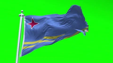 Aruba Flag Waving in Loopable and Textured green screen background Stock Footage 296876426