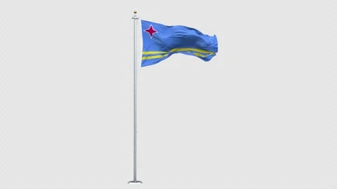 Aruba flag waving looping with transparent background, with alpha matte layer Vídeo Stock 309841007