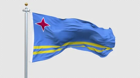 Aruba flag waving looping with transparent background. Ready to use Stock Footage 309841205