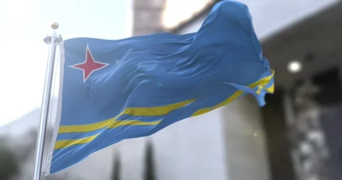 Aruba-flag-waving-seamless-loop-4k-60fps Stock Footage 333354913