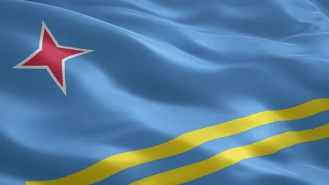 Aruba flag waving in the wind high quality seamless loop national symbol fo.. Stock Footage 334343552