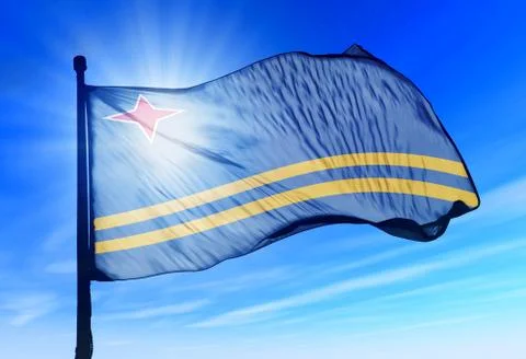 Aruba flag waving on the wind Stock Illustration